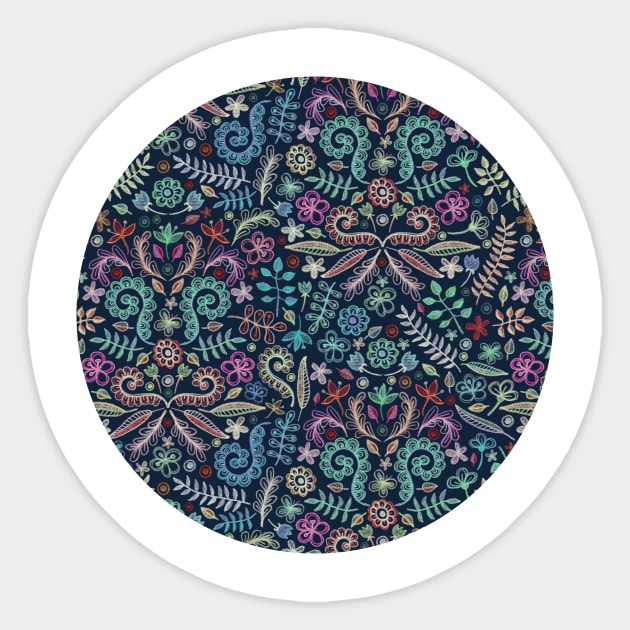 Colored Chalk Floral Doodle Pattern Sticker by micklyn